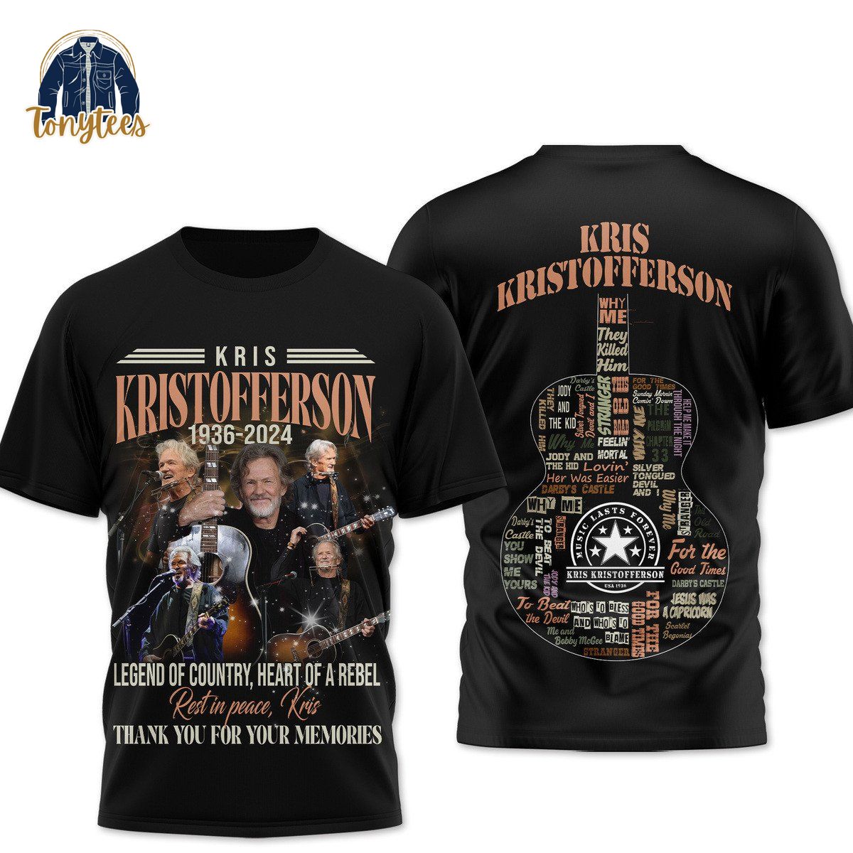 Kris Kristofferson Legend of Country Heart of a Rebel 3d Shirt