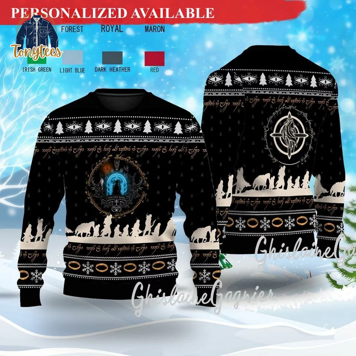 Lord Of The Ring Elvish Circle Ugly Christmas Sweater