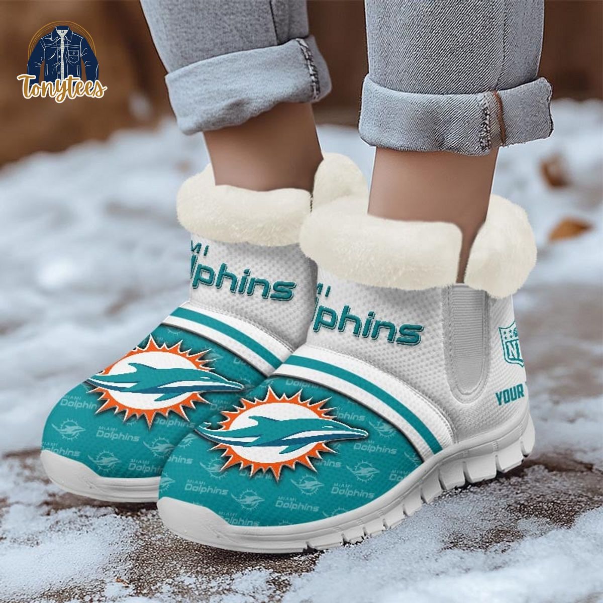 Miami Dolphins NFL Personalized Snow Boots