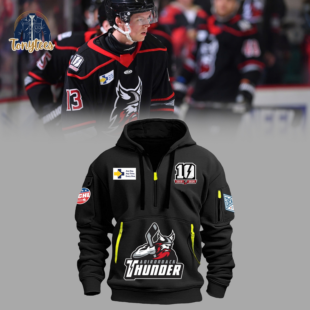 Adirondack Thunder ECHL 2024 Half Zip Hoodie