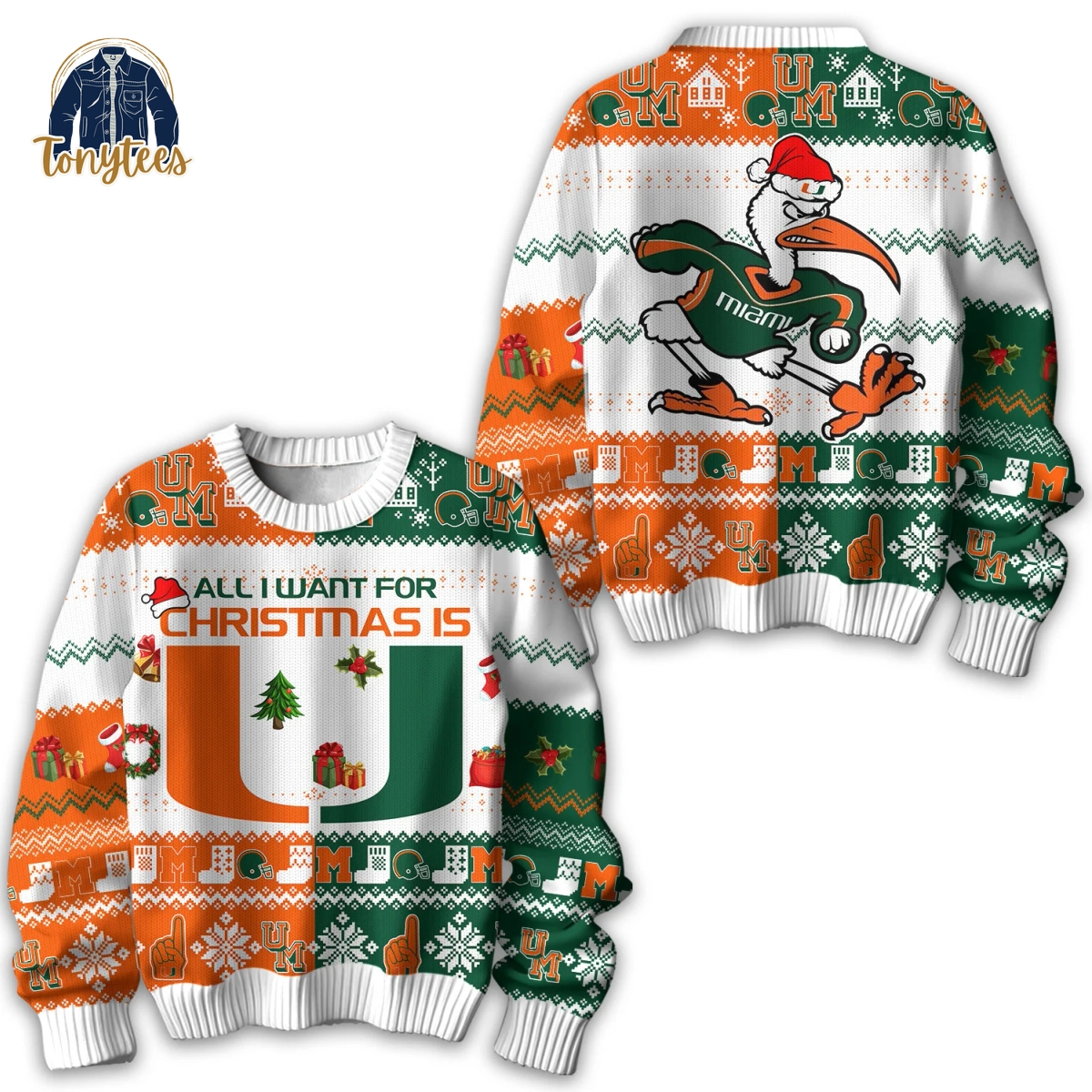 All I Want For Christmas Is Miami Hurricanes football Ugly Christmas Sweater