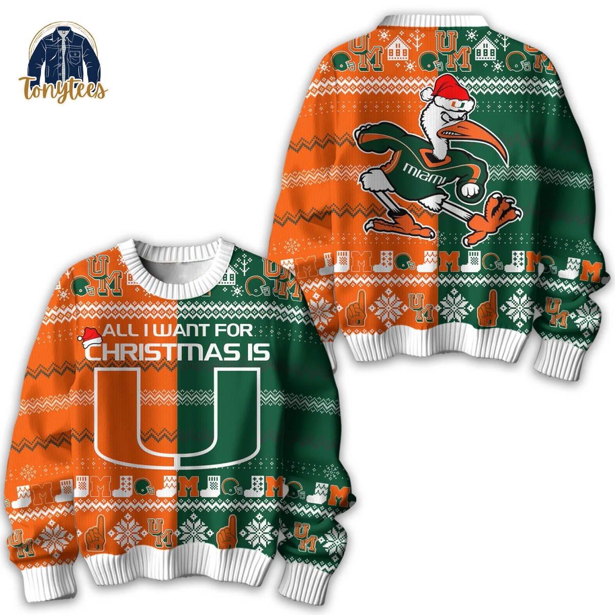 All I Want For Christmas Is Miami Hurricanes Ugly Christmas Sweater