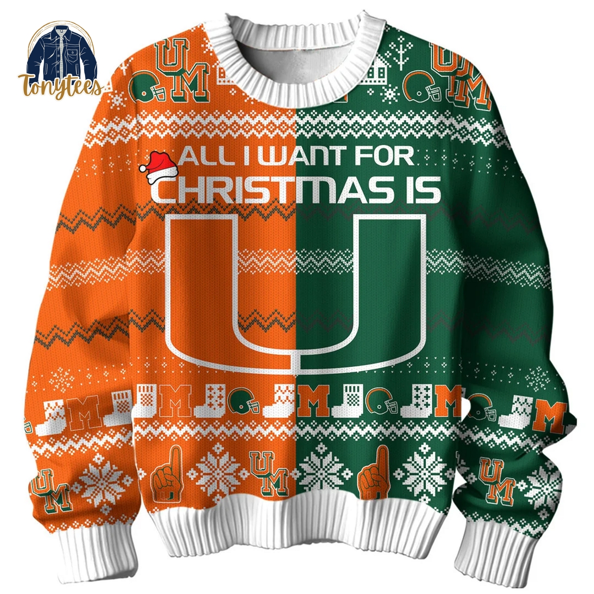 All I Want For Christmas Is Miami Hurricanes Ugly Christmas Sweater