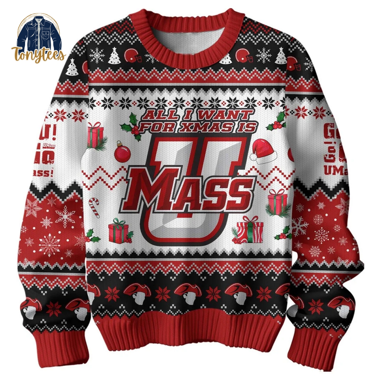 All I Want For Xmas Is UMass Minutemen Ugly Christmas Sweater