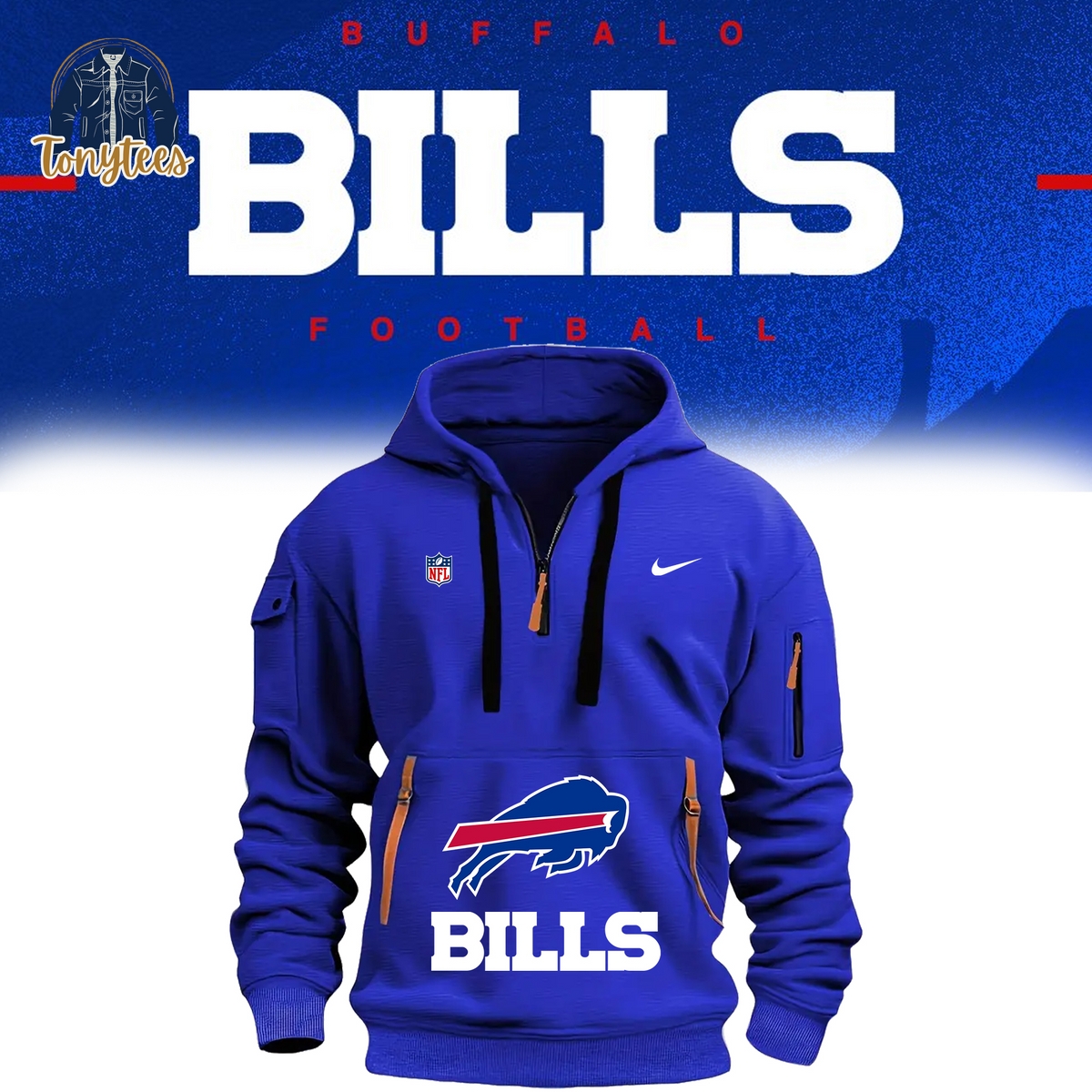 Buffalo Bills football 2024 Half Zip Hoodie