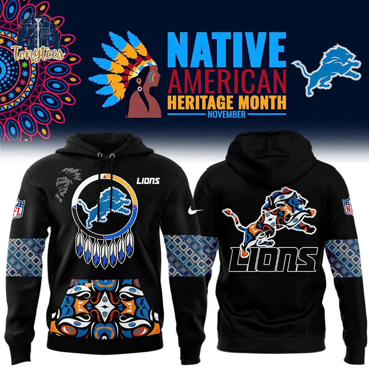 Detroit Lions Native American Heritage Month 2024 Hoodie