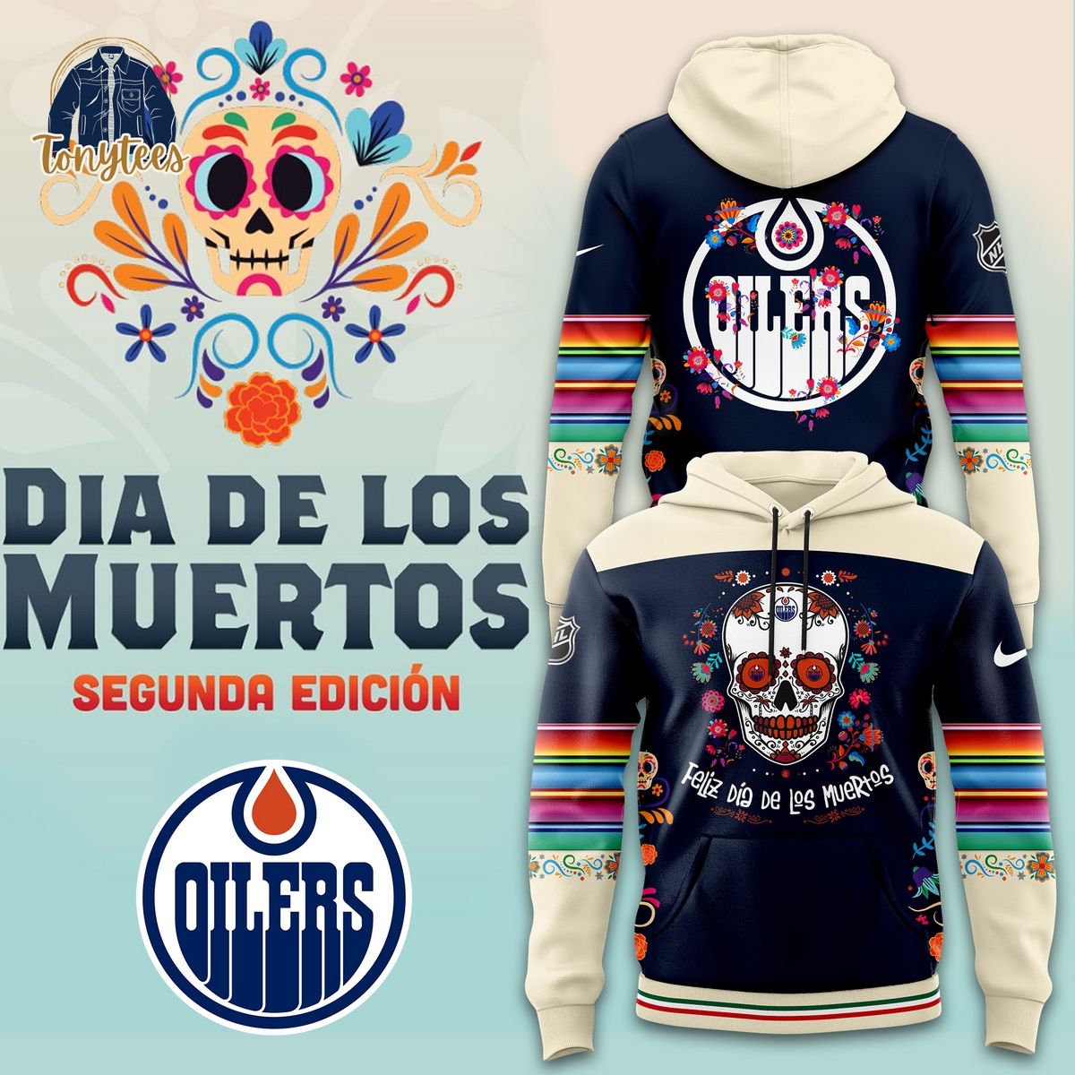 Edmonton Oilers 2024 Dia De Los Muertos Hoodie