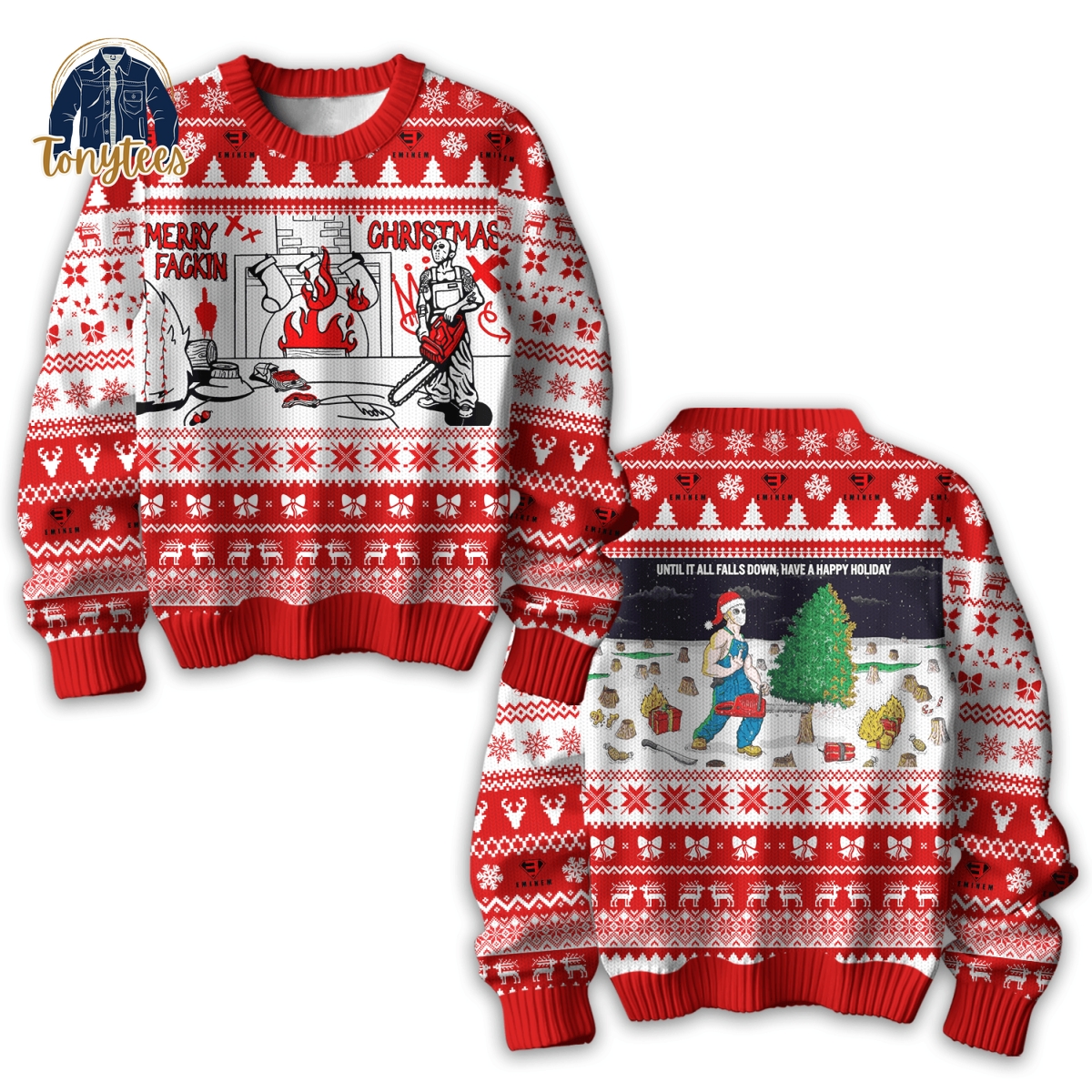 Eminem Merry Fagkin Ugly Christmas Sweater