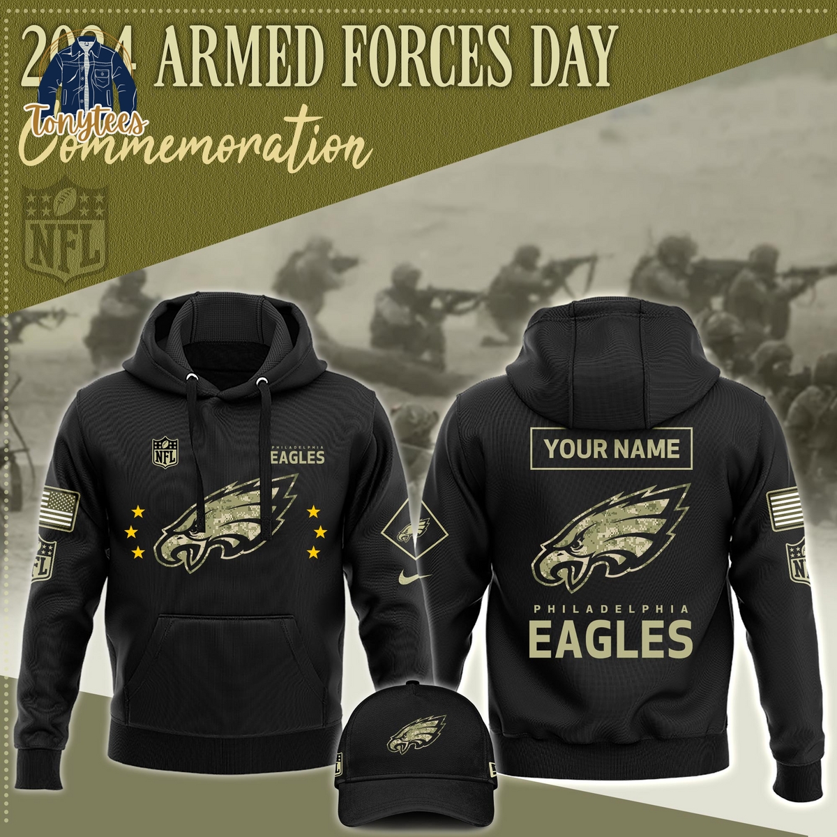 Philadelphia Eagles Armed Forces Day 2024 Personalized Hoodie