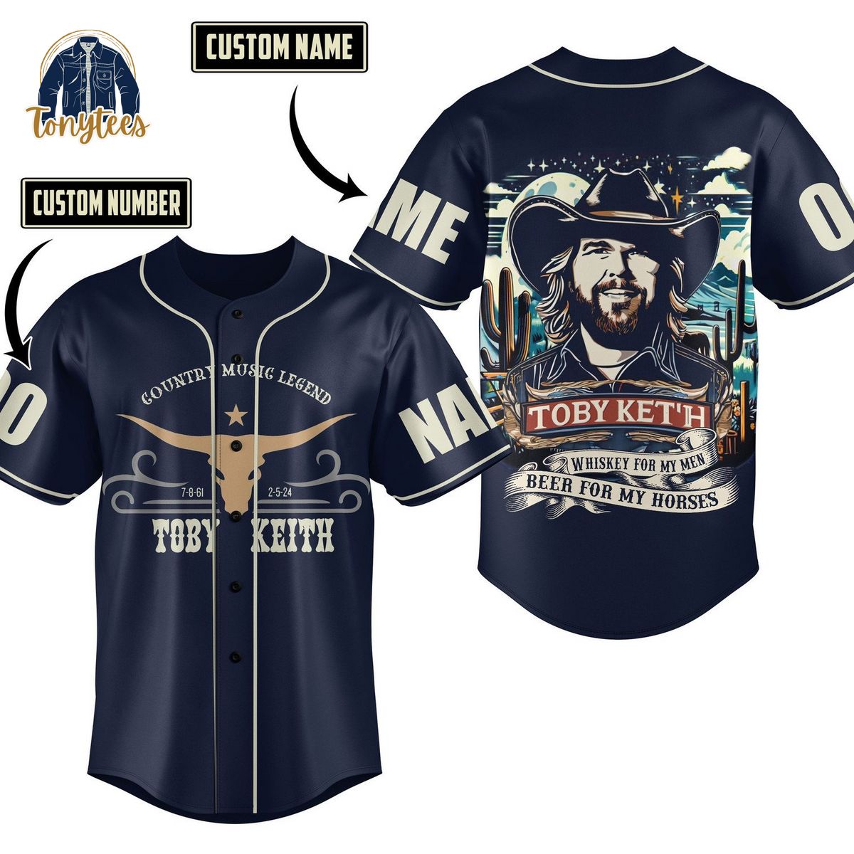 Toby Keith country music legend whiskey for my men beer for my horses custom baseball jersey