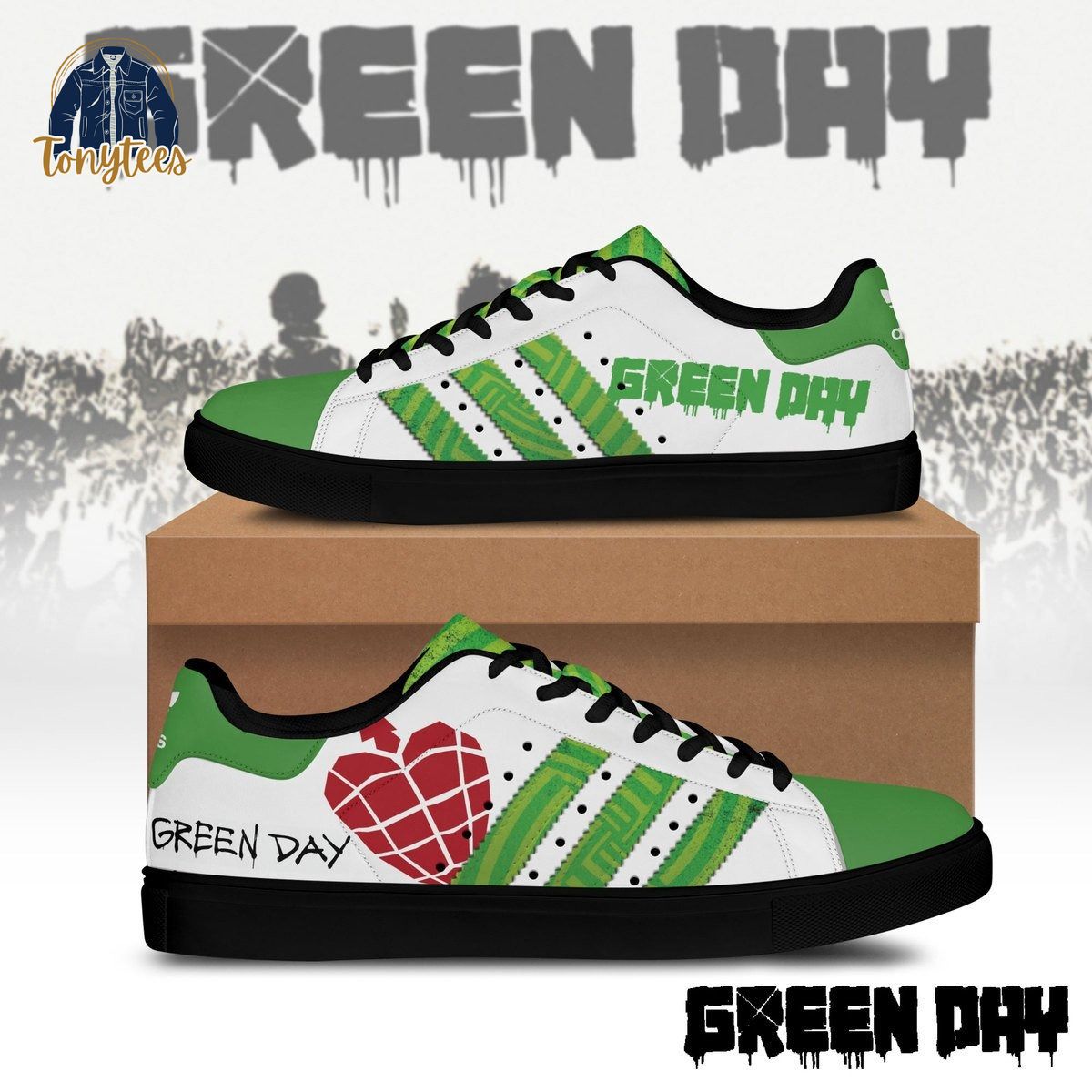 Green day adidas stan smith shoes