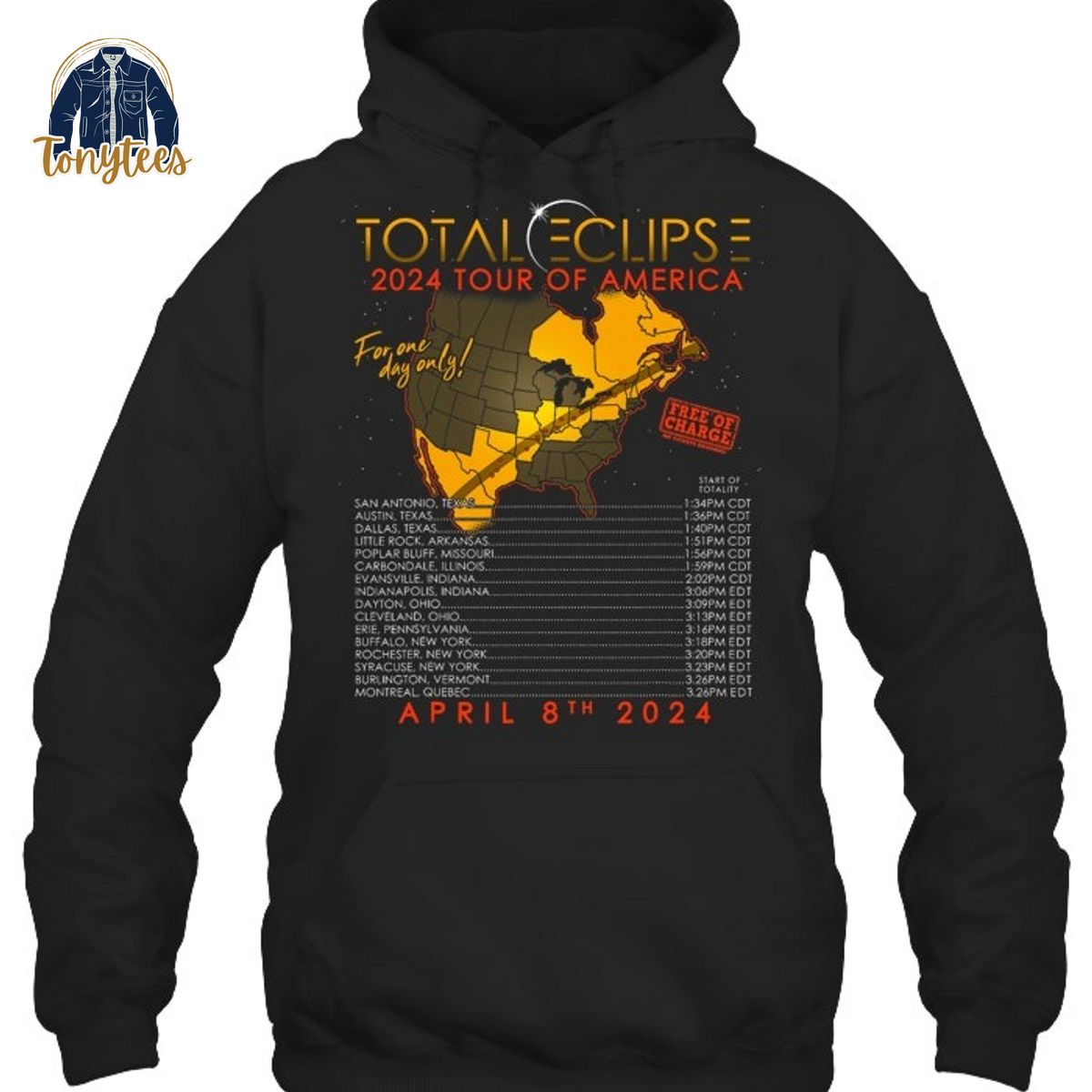 Total Eclipse 2024 Tour Of America April 8th Total Solar Shirt