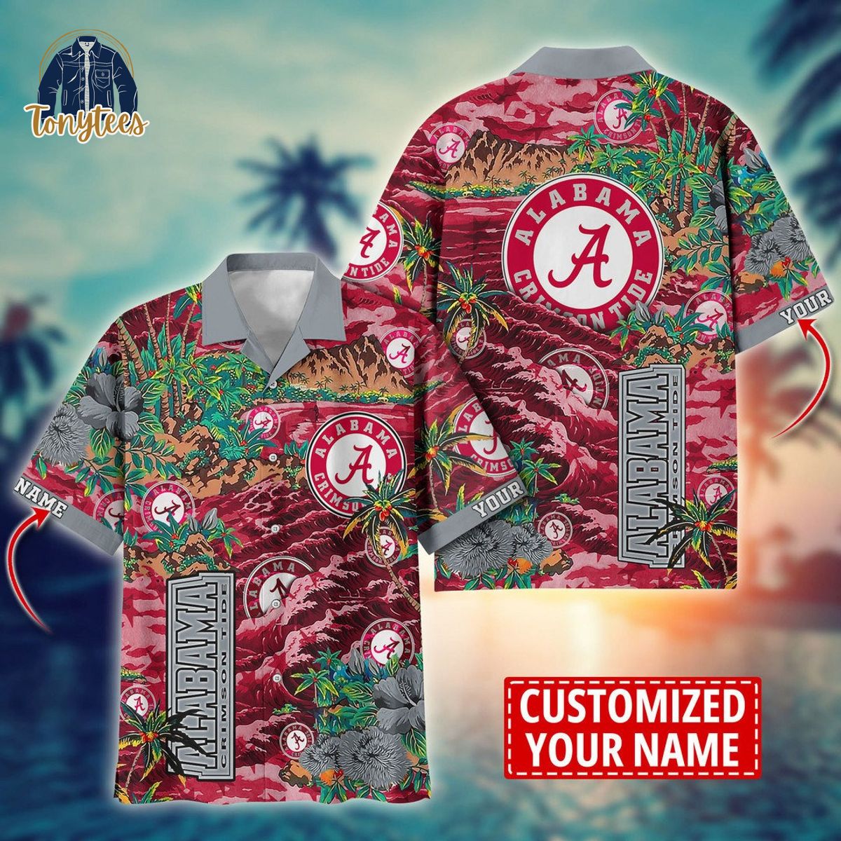 Alabama Crimson Tide custom name 3D hawaii shirt
