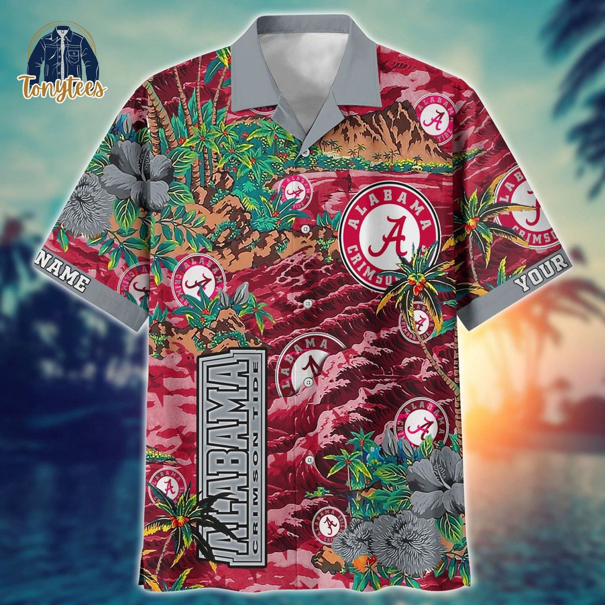 Alabama Crimson Tide custom name 3D hawaii shirt