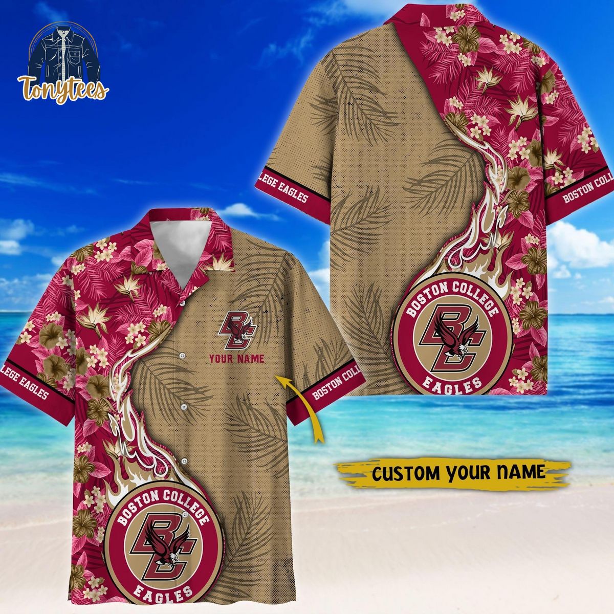 Boston College Eagles custom name 3D hawaii shirt
