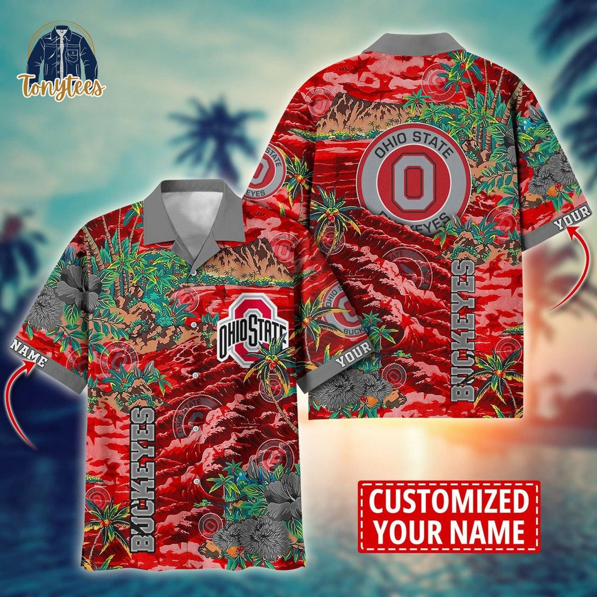 Ohio State Buckeyes custom name 3D hawaii shirt