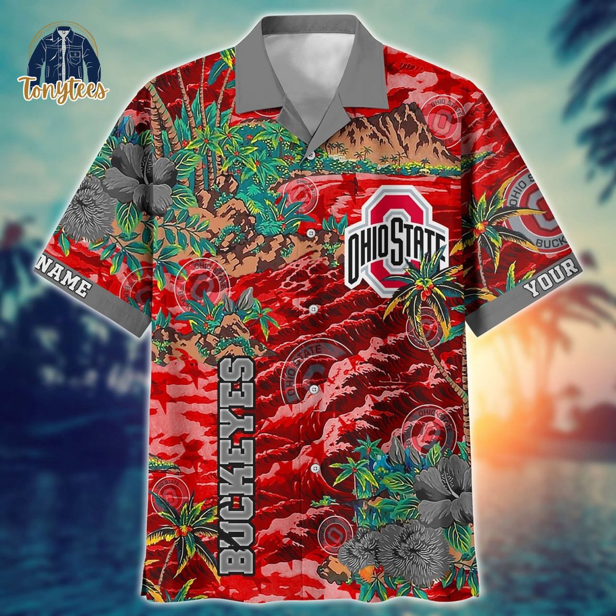 Ohio State Buckeyes custom name 3D hawaii shirt