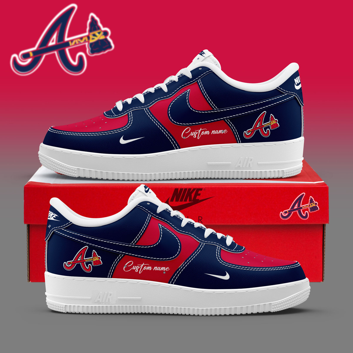Atlanta Braves Custom Name Air Force 1 Sneaker