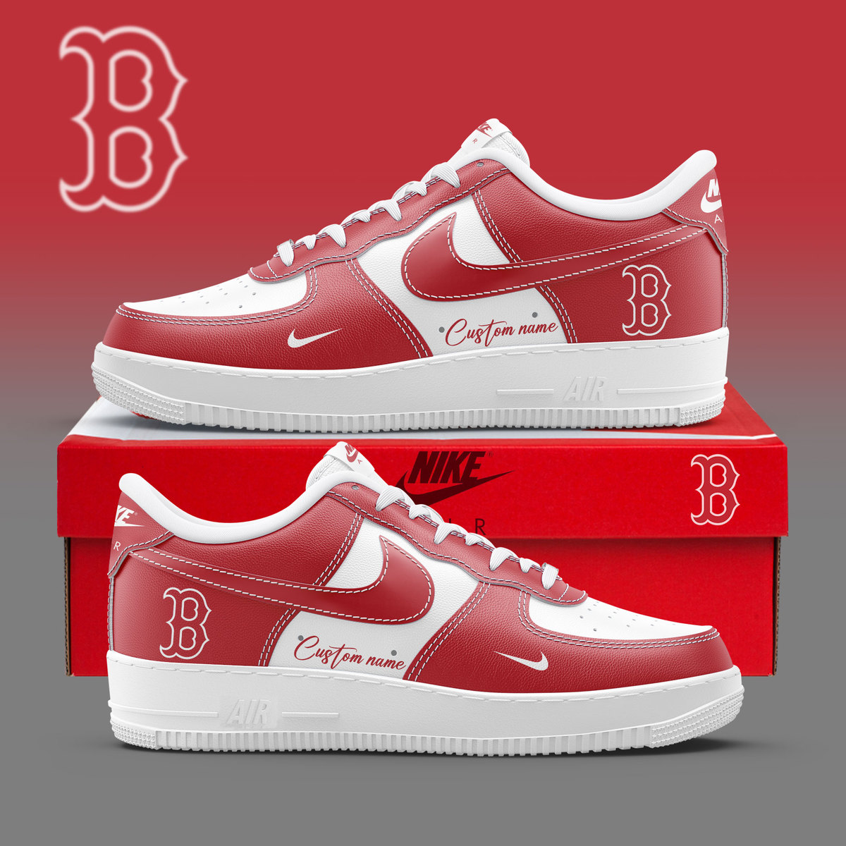 Boston Red Sox Custom Name Air Force 1 Sneaker