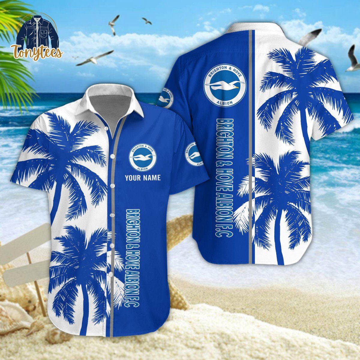 Brighton & Hove Albion Palm Tree Custom Name Hawaiian Shirt