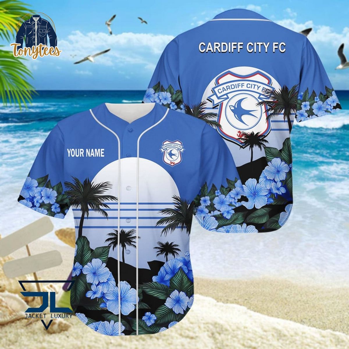 Cardiff City FC Custom Name Baseball Jersey