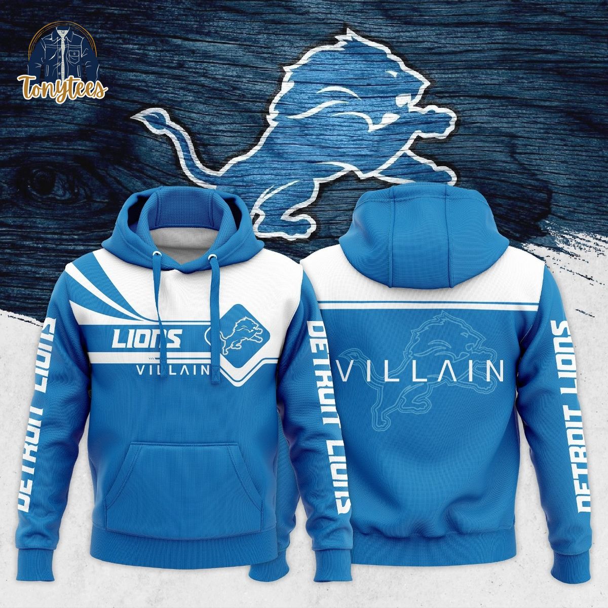 Detroit Lions Villain Blue 3d Hoodie