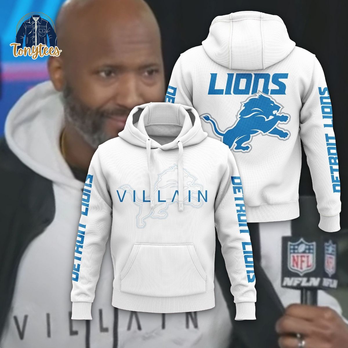 Detroit Lions Villain White 3d Hoodie