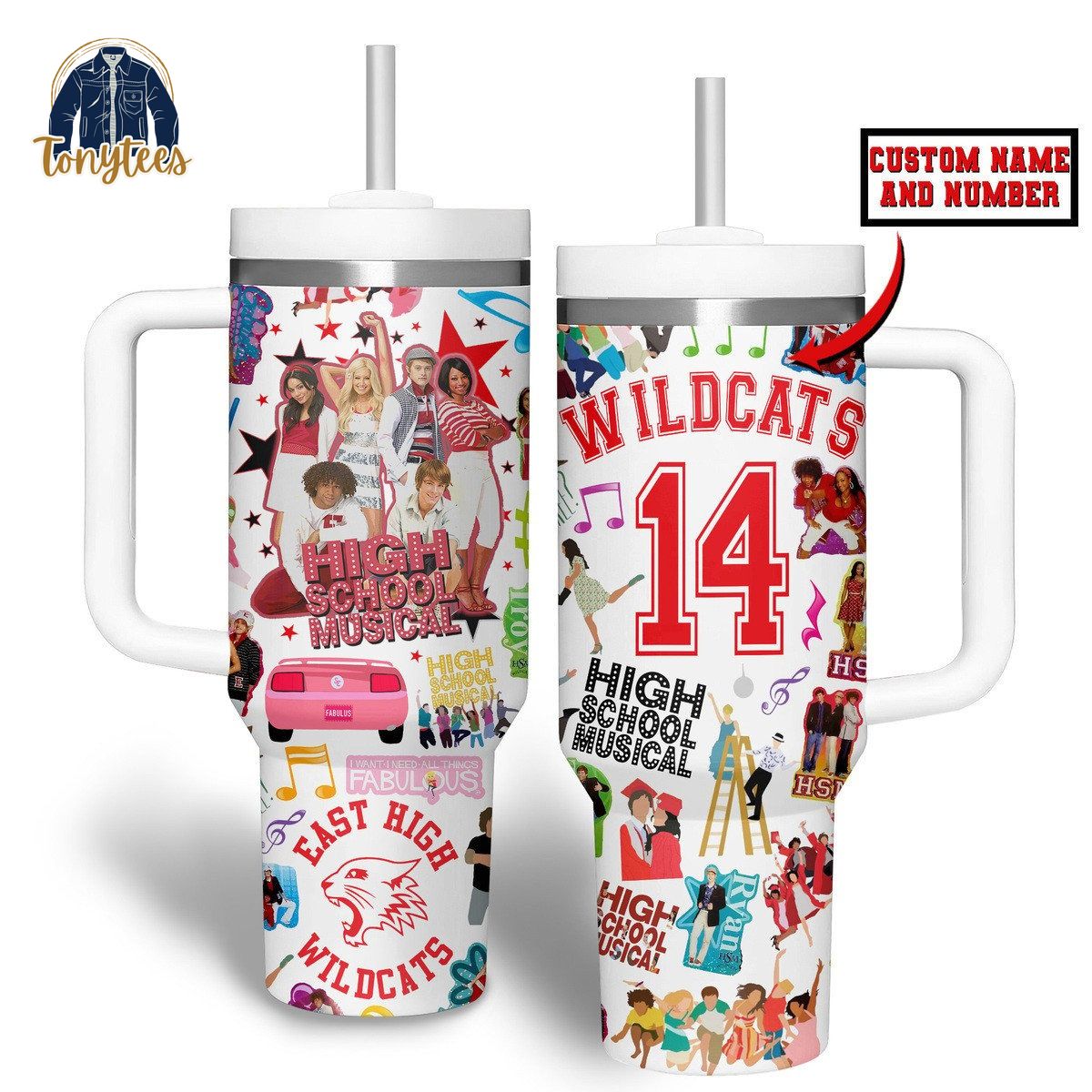High School Musical Custom Name and Number Stanley Cup Tumbler