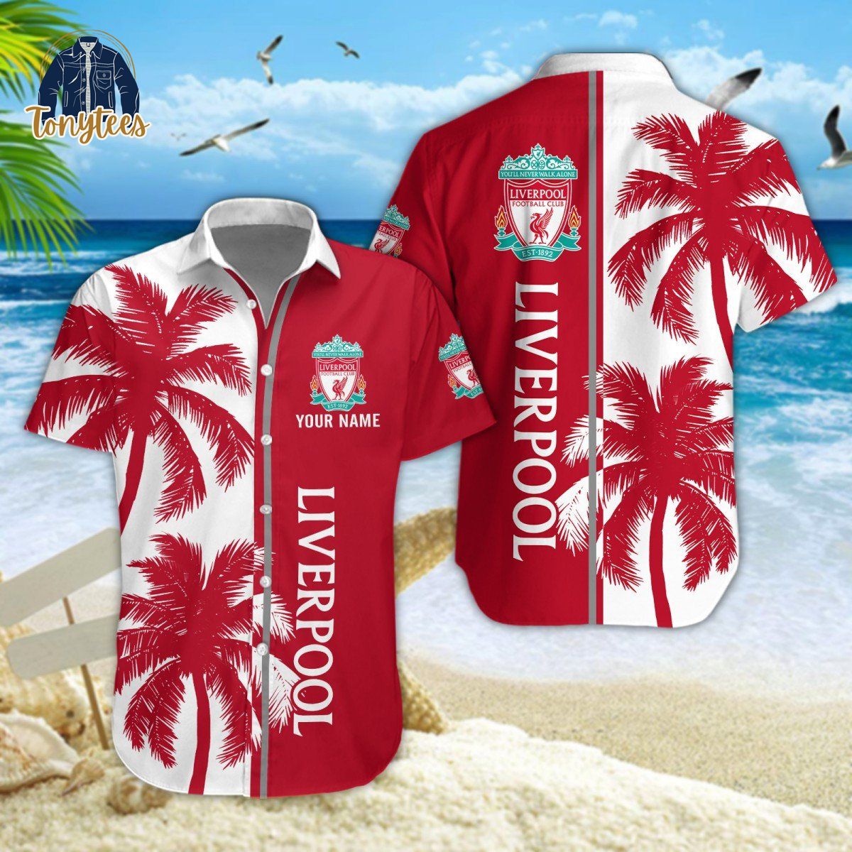Liverpool Palm Tree Custom Name Hawaiian Shirt