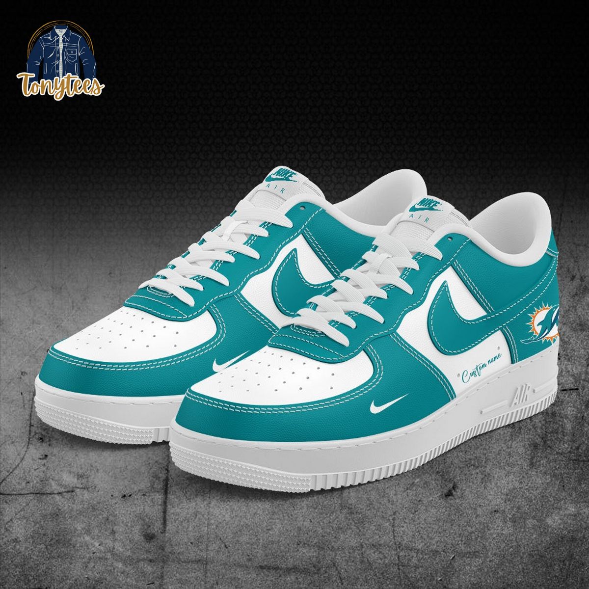Miami Dolphins Custom Name Air Force 1 Sneaker