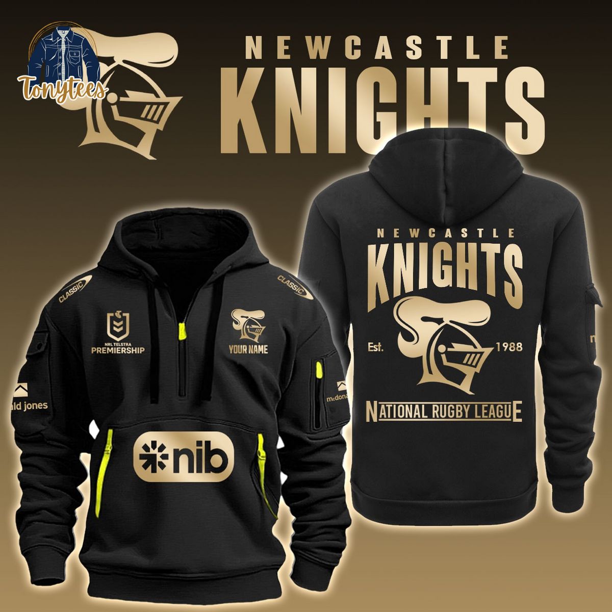 Newcastle Knights NRL Custom Name New Heavy Hoodie