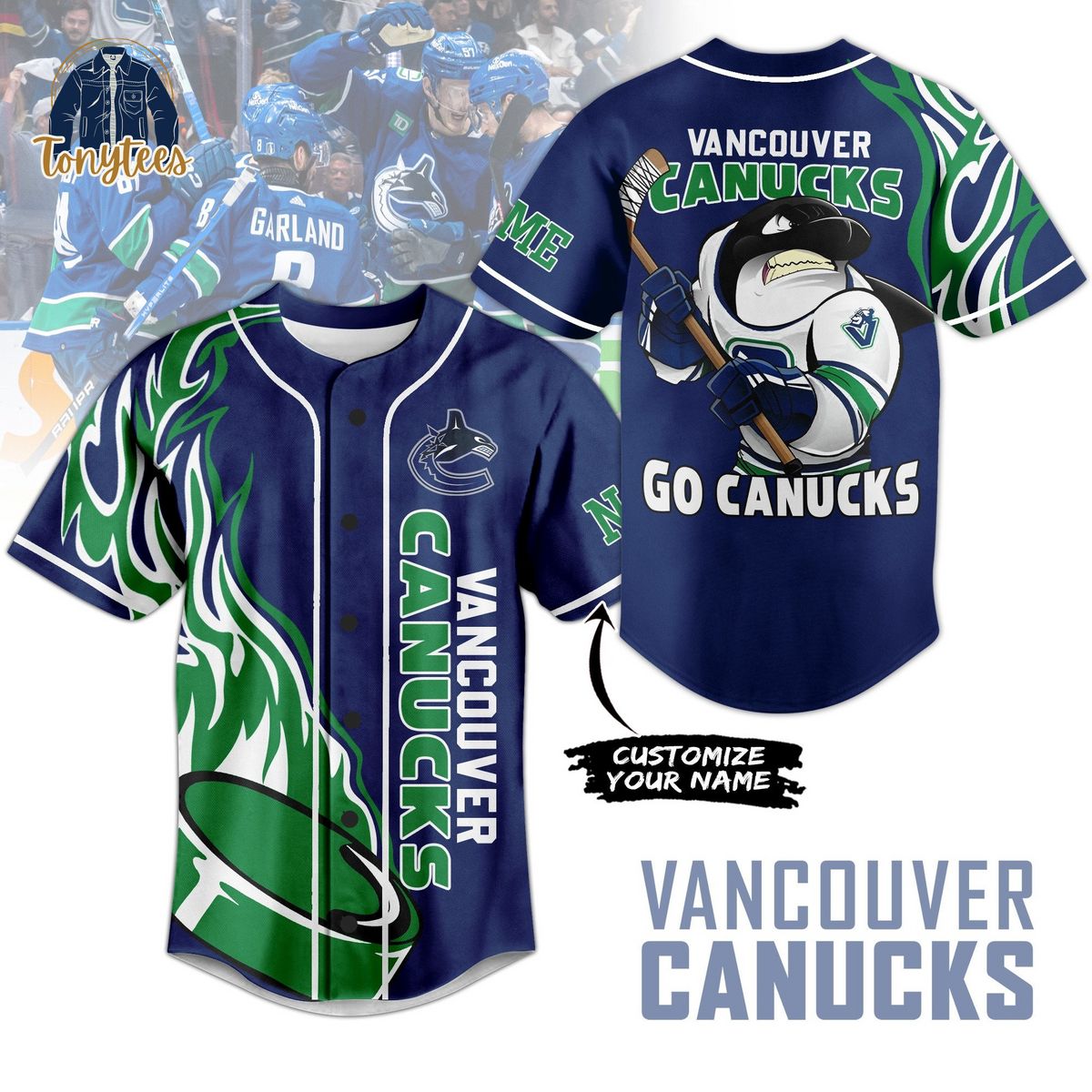 Personalized Vancouver Canucks Go Canucks Baseball Jersey