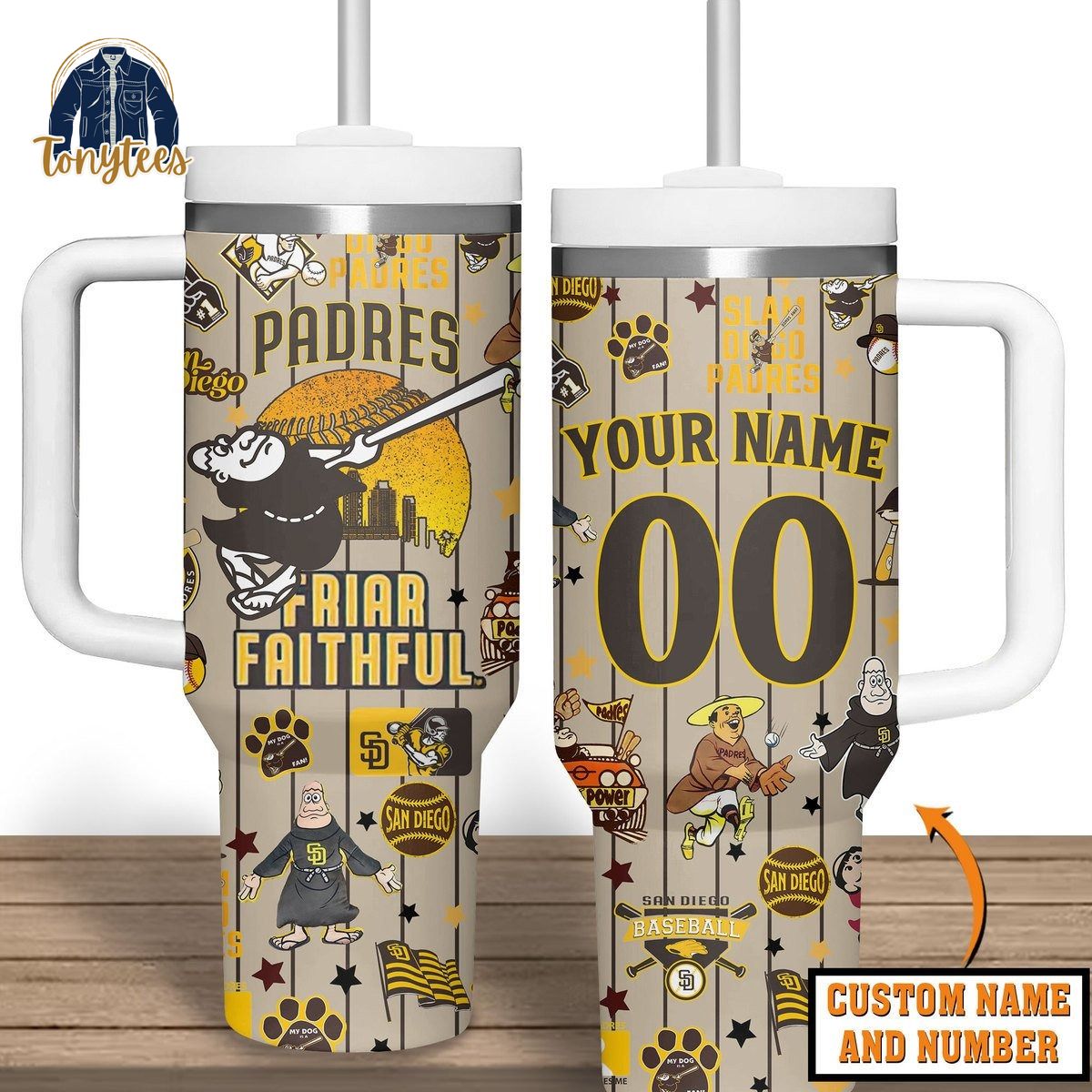San Diego Padres Custom Name and Number Stanley Cup Tumbler