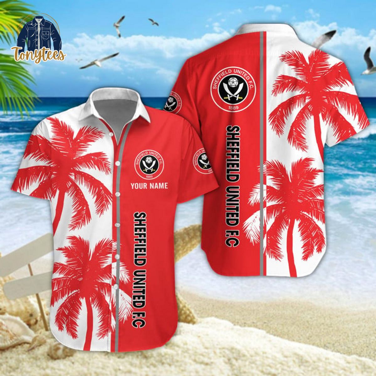 Sheffield United Palm Tree Custom Name Hawaiian Shirt