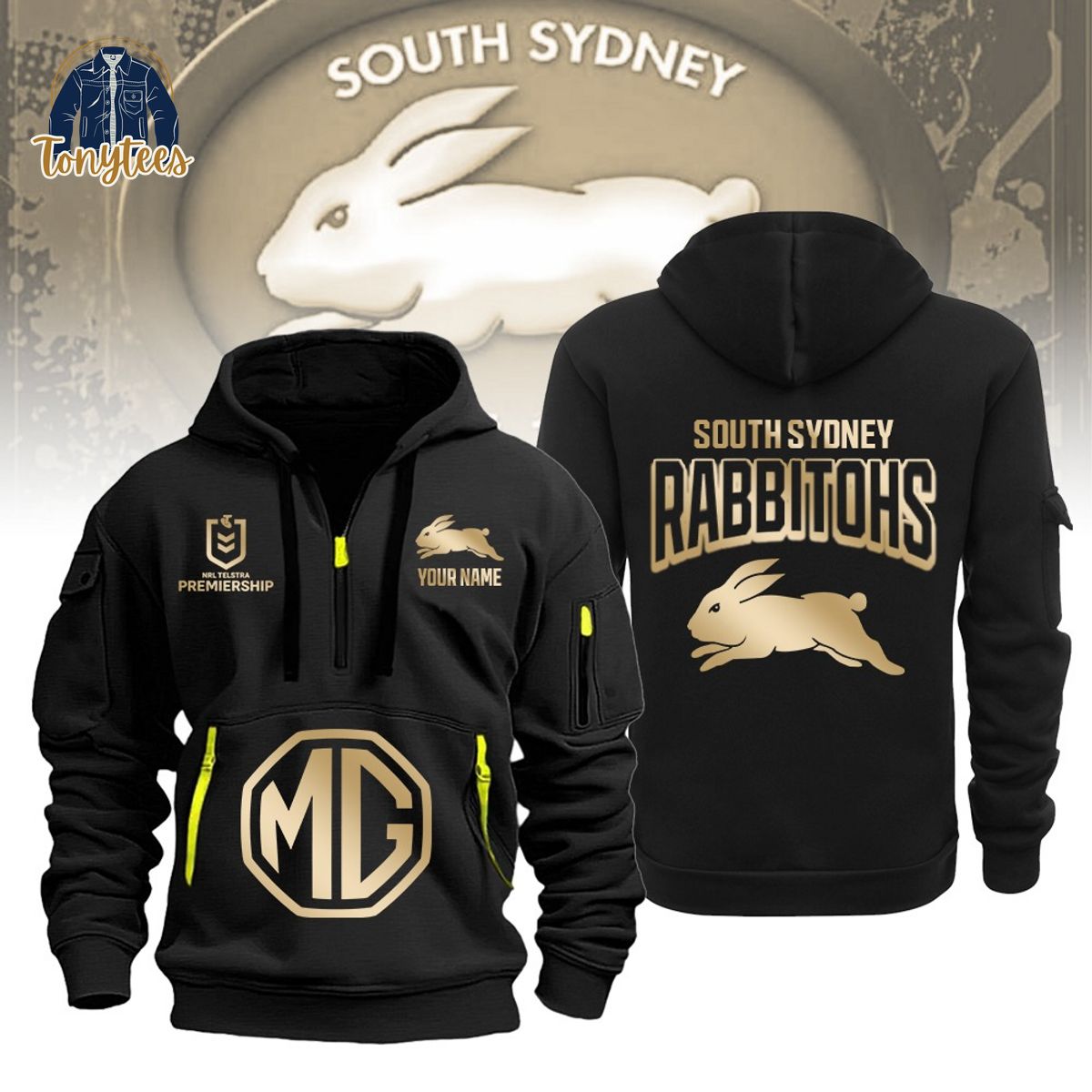 South Sydney Rabbitohs NRL Custom Name New Heavy Hoodie