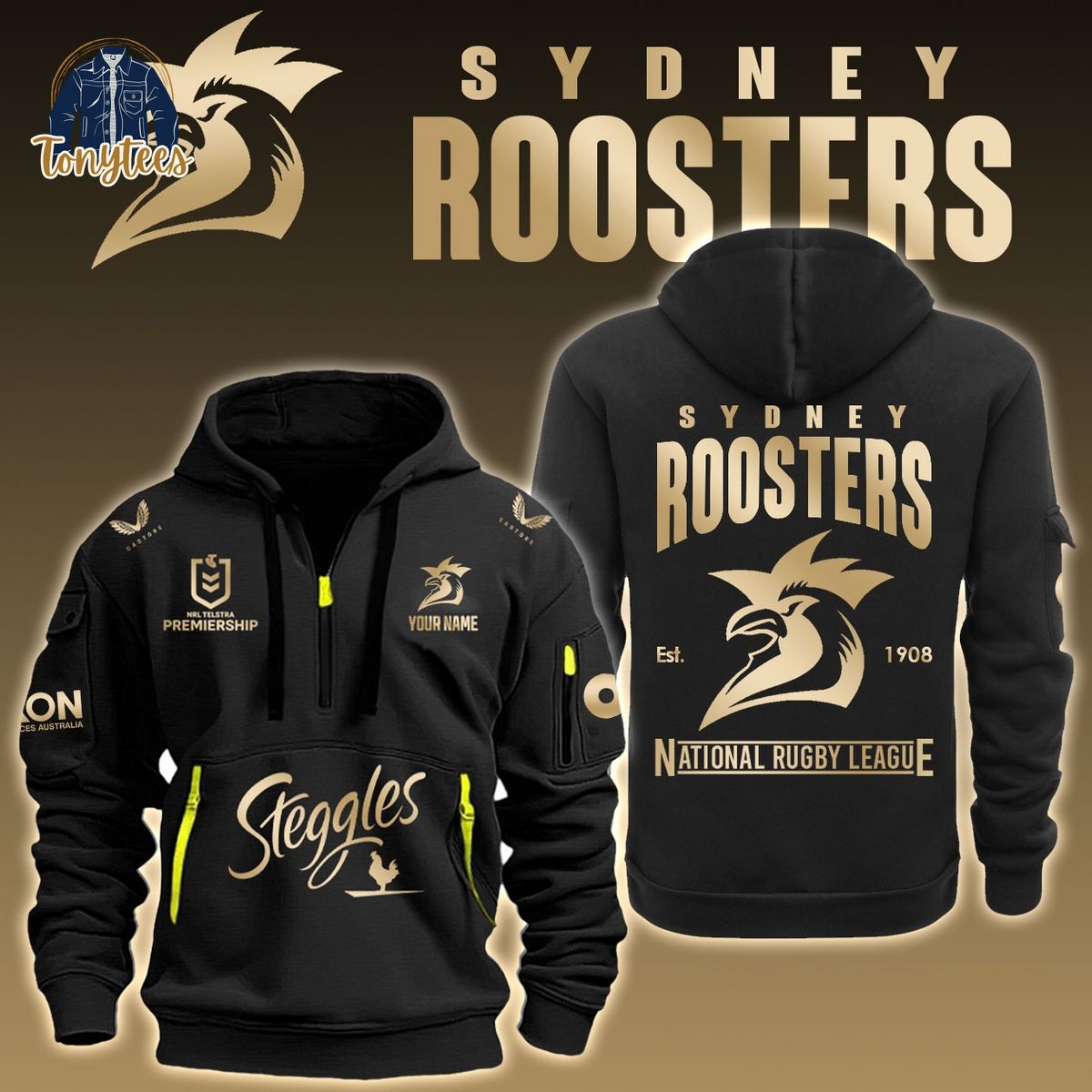 Sydney Roosters NRL Custom Name New Heavy Hoodie