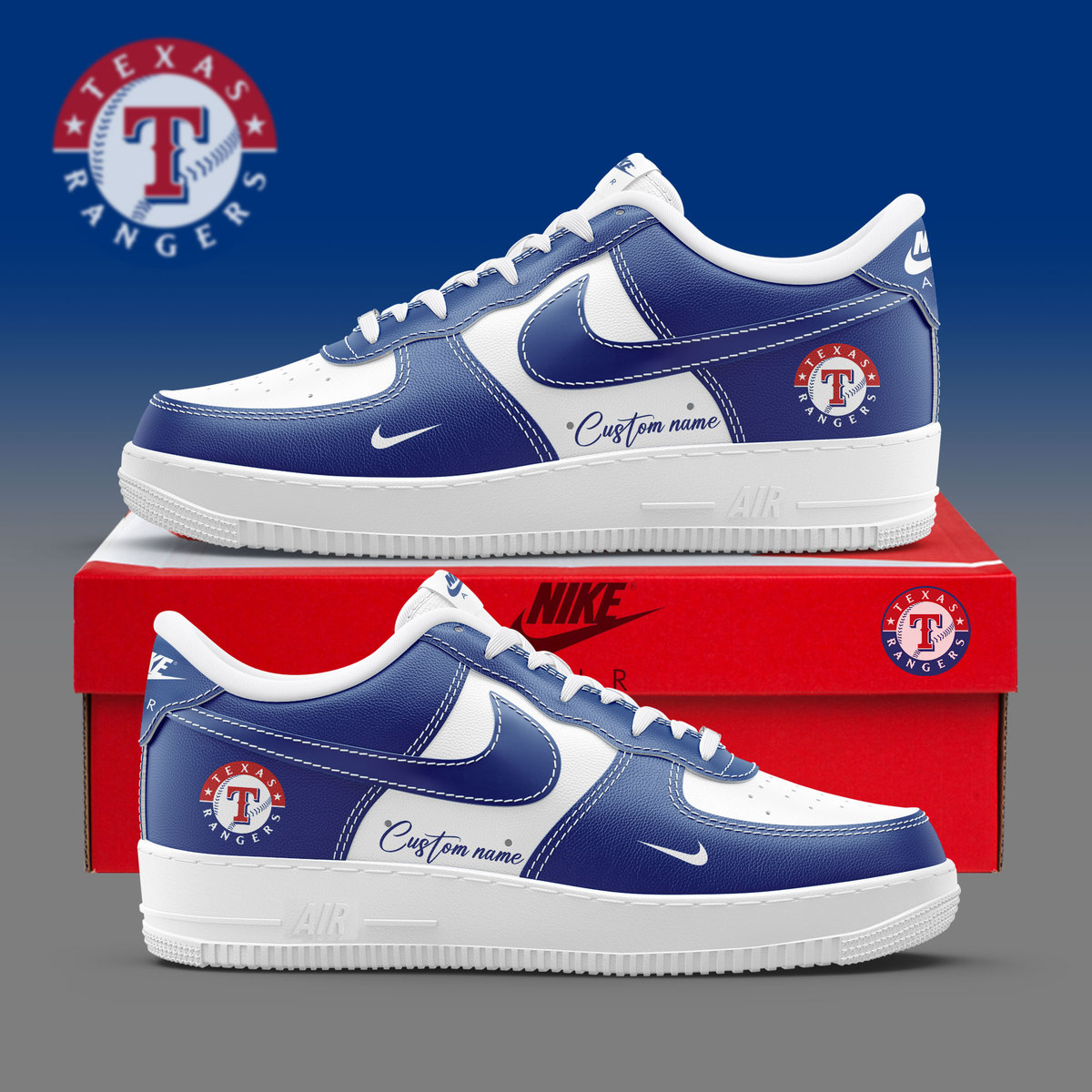 Texas Rangers Custom Name Air Force 1 Sneaker
