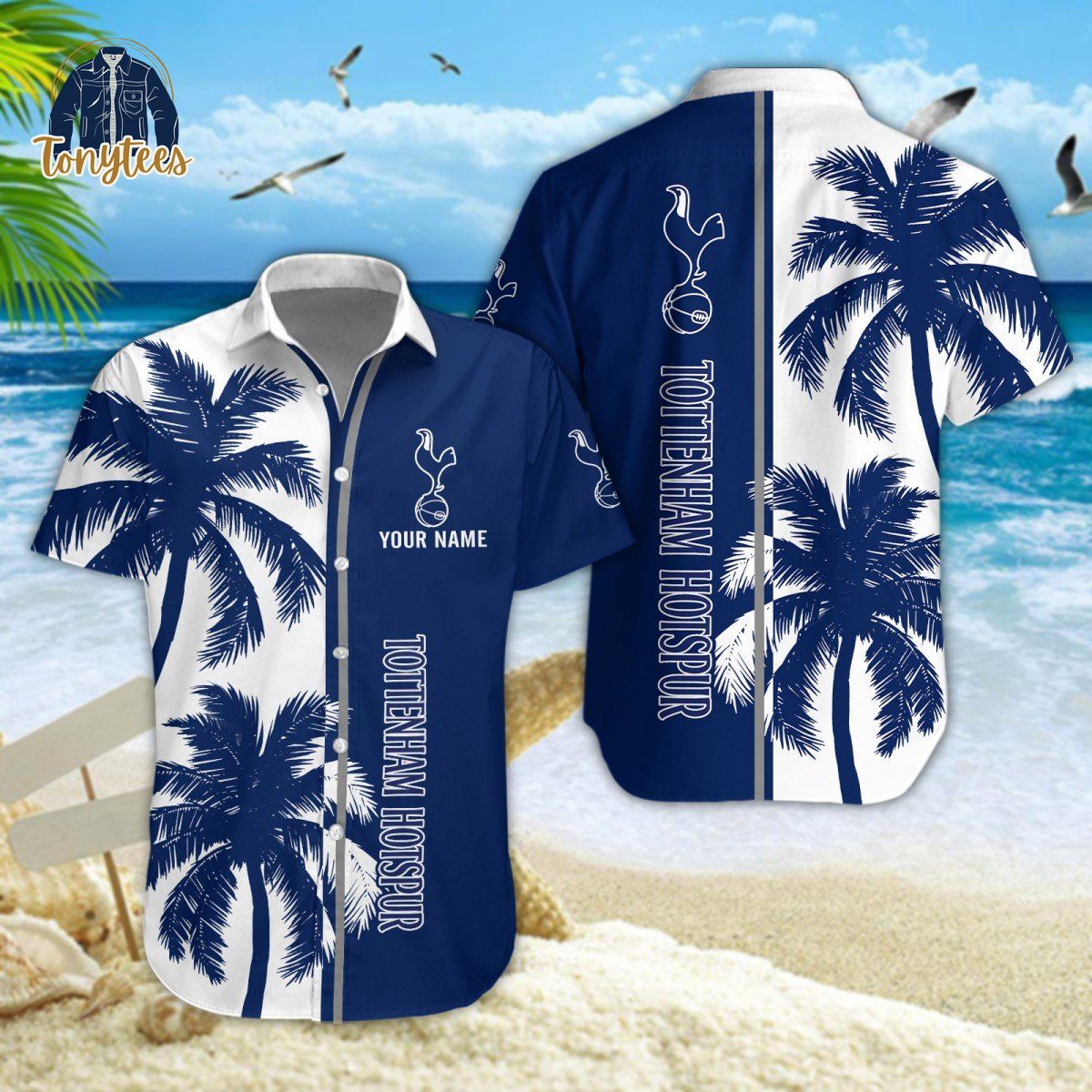 Tottenham Hotspur Palm Tree Custom Name Hawaiian Shirt