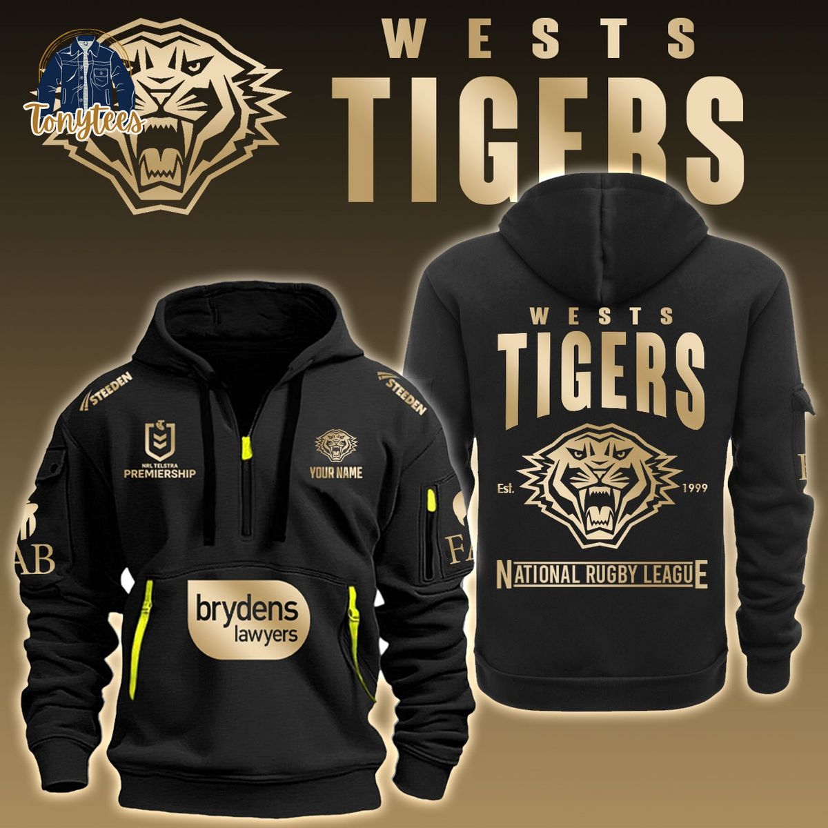 Wests Tigers NRL Custom Name New Heavy Hoodie