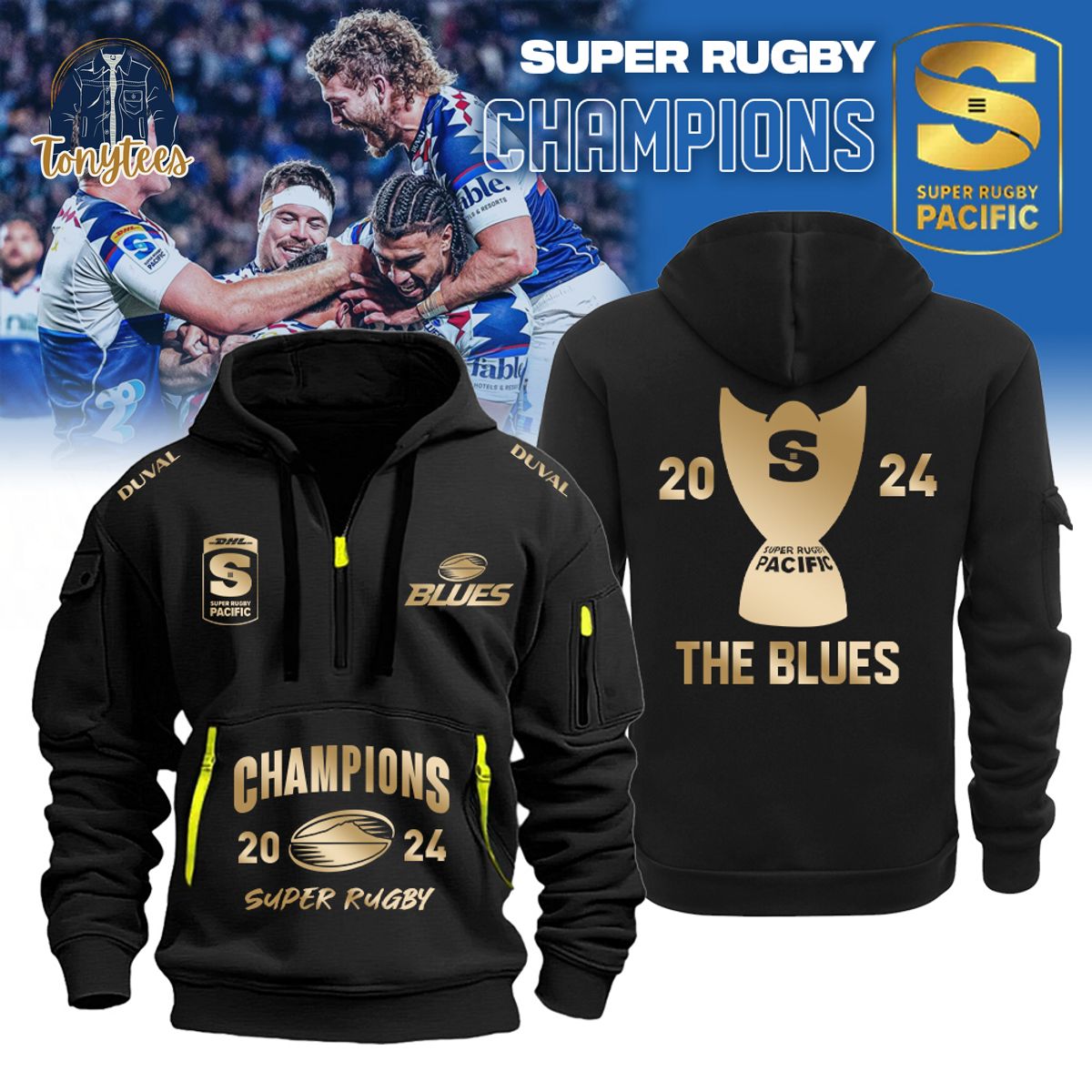 Blues Champions Super Rugby 2024 Heavy Hoodie