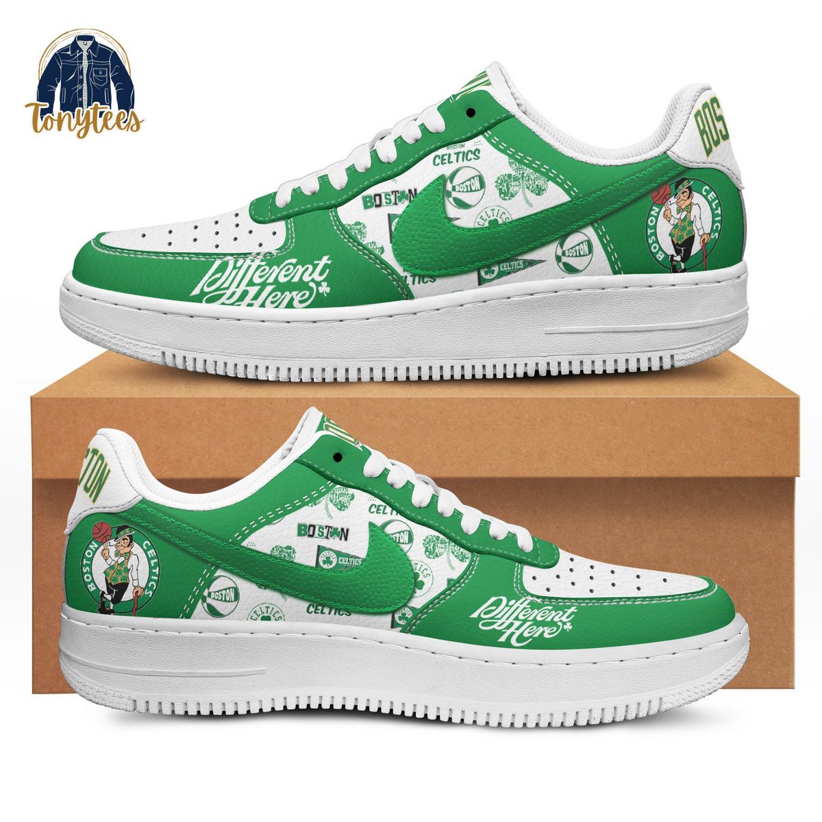 Boston Celtics NBA 2024 Different Here Air Force 1 Sneaker