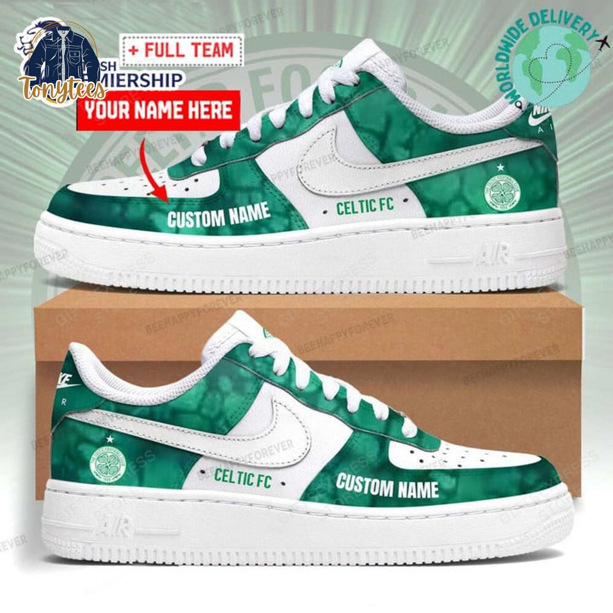 Celtic FC Custom Name Air Force 1 Sneaker