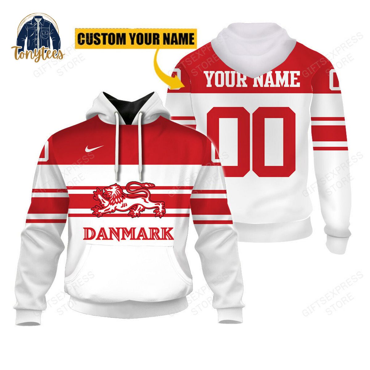 Denmark Ice Hockey Personalized Hoodie