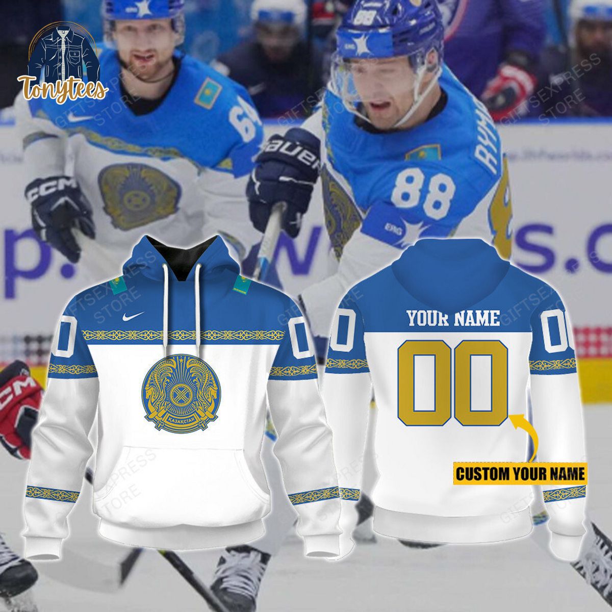 Kazakhstan Ice Hockey Personalized Hoodie