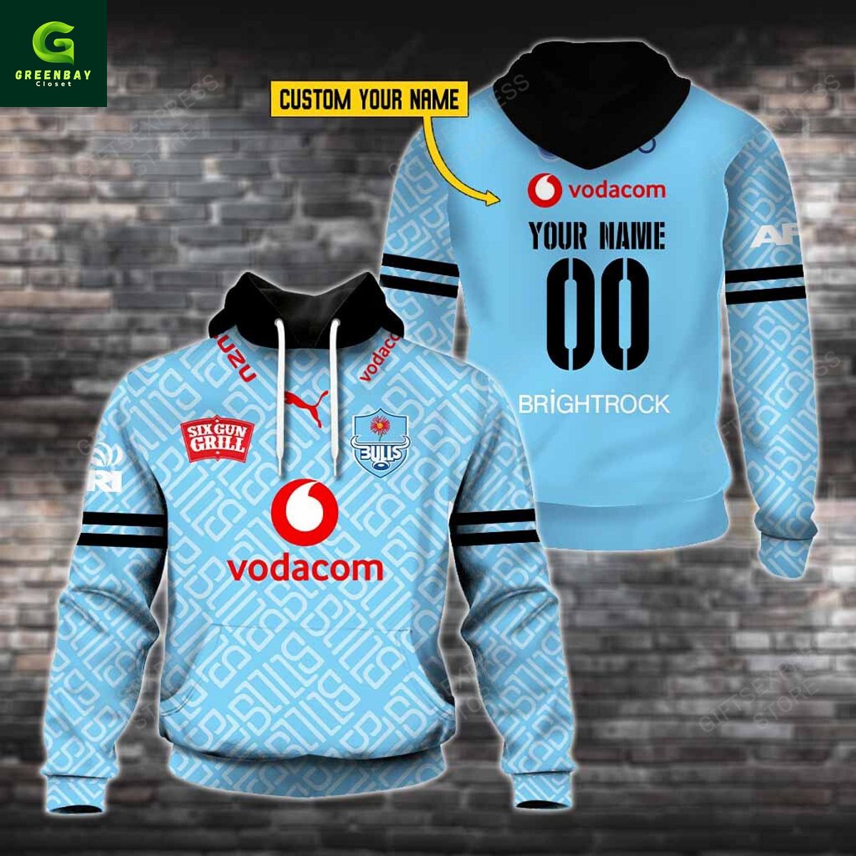 Personalized Bulls Rugby Hoodie