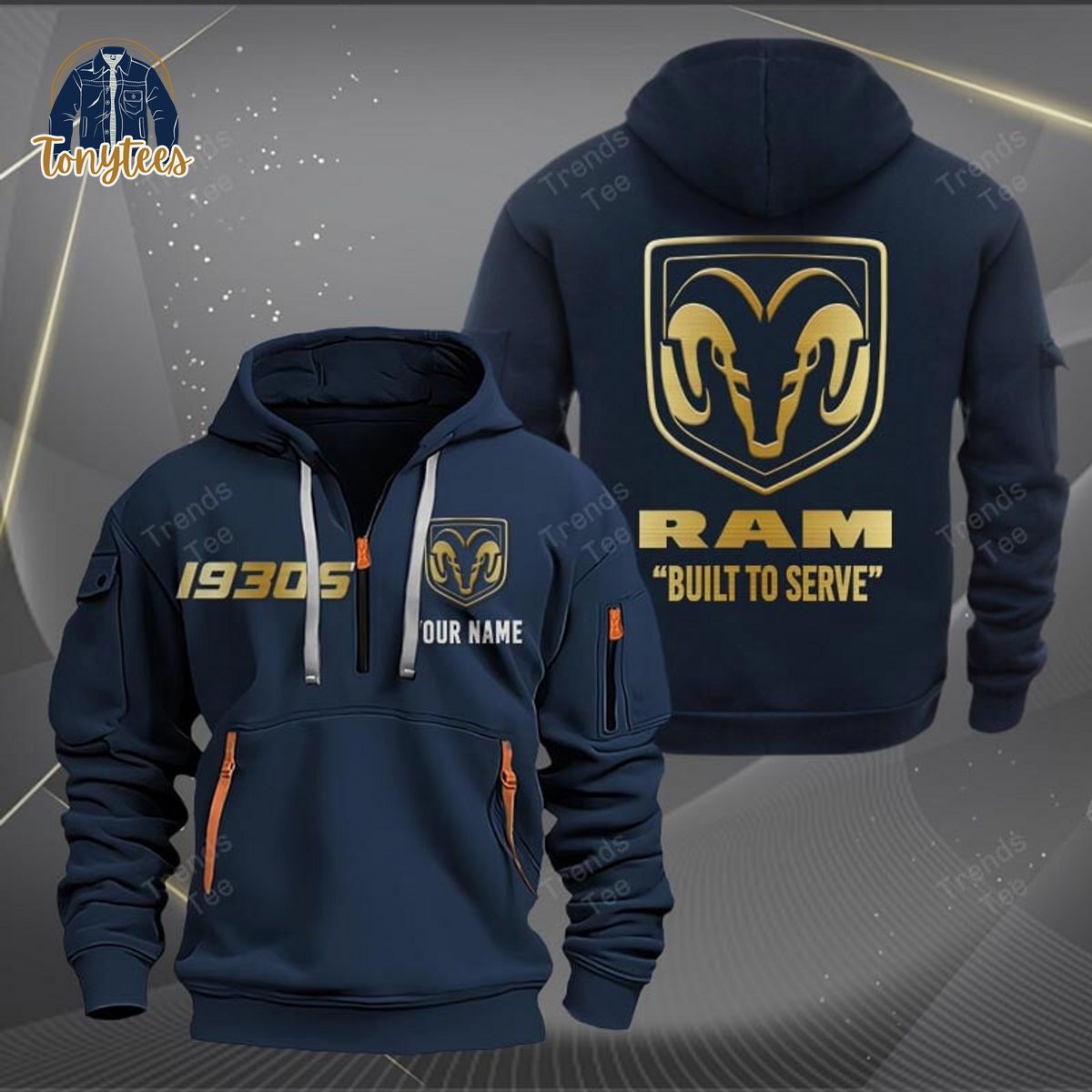 Ram truck built to serve Personalized Heavy Hoodie