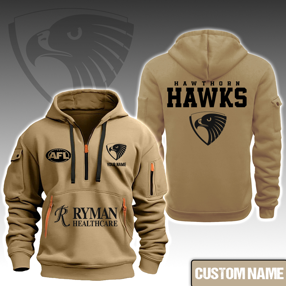 AFL Hawthorn Hawks Custom Name New Heavy Hoodie