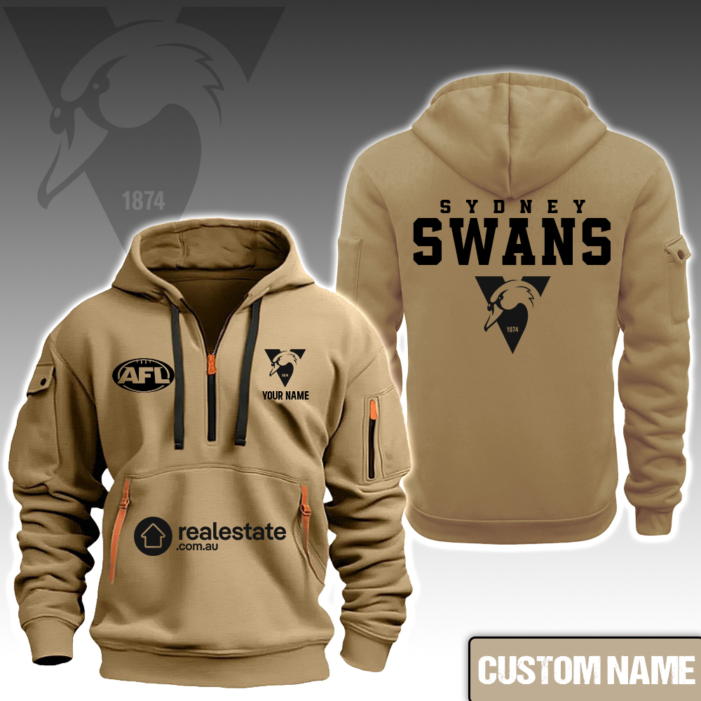 AFL Sydney Swans Custom Name New Heavy Hoodie