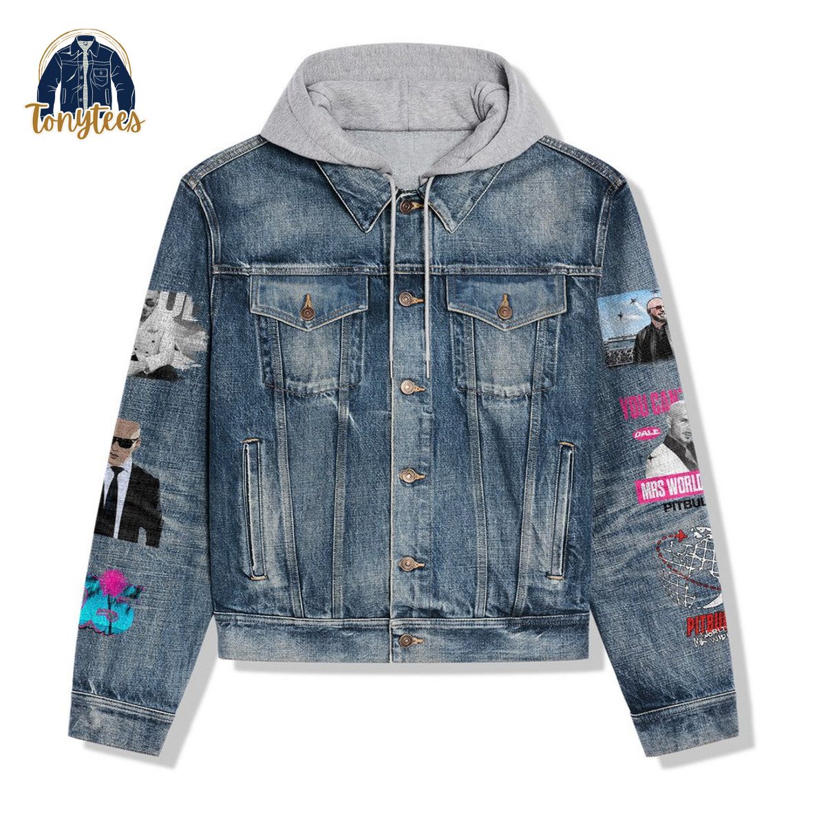 Pitbull Party After Dark Tour Hooded Denim Jacket