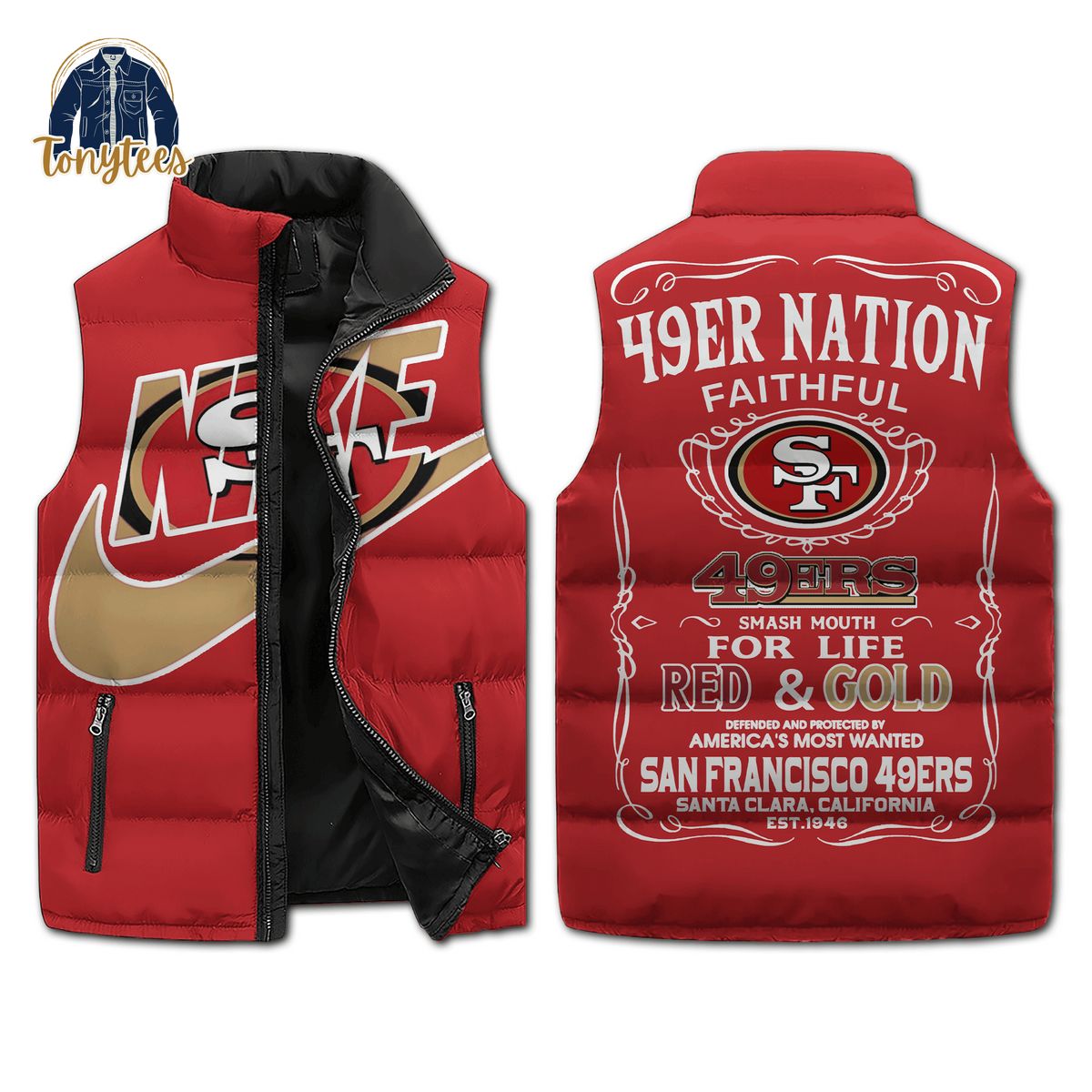 San Francisco 49ers Nike Puffer Sleeveless Jacket